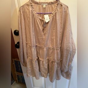 Cato dark tan Ruffled Blouse